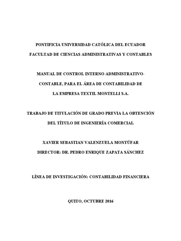 Manual de Control Interno Contable Montelli | PDF | Contabilidad ...