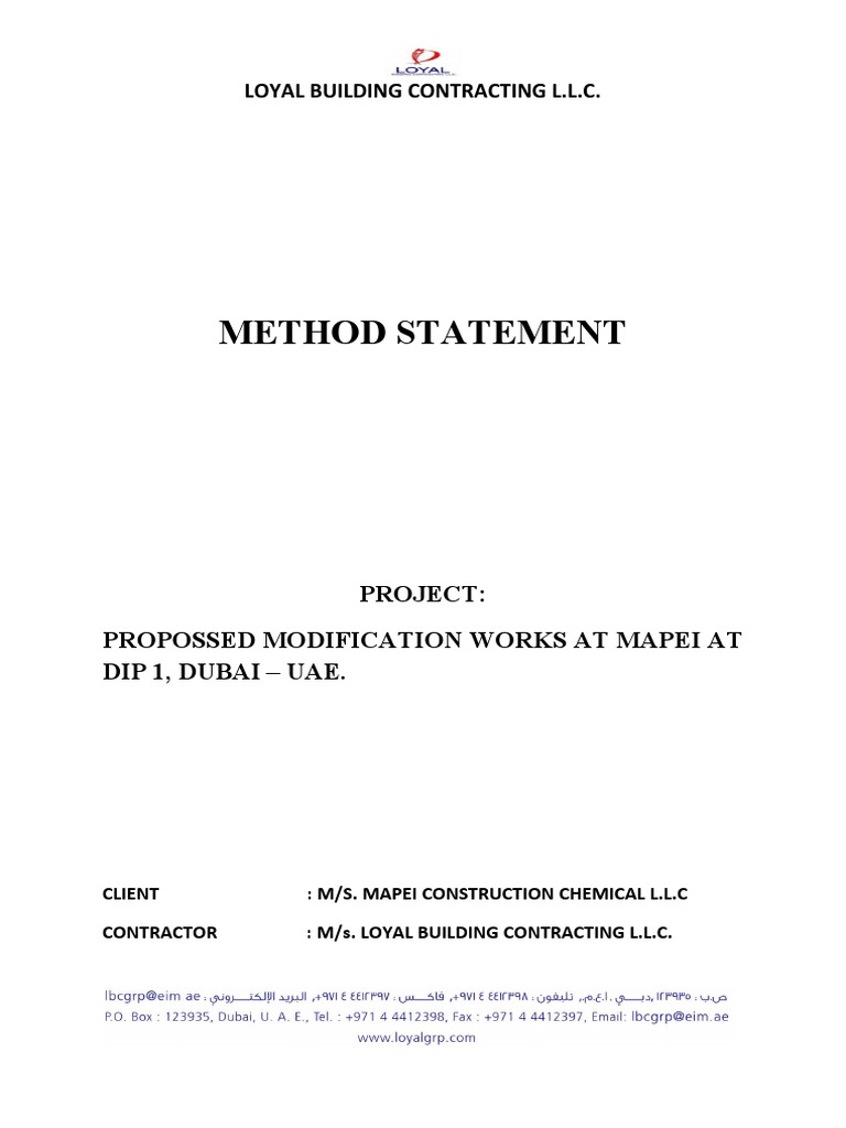 Method Statement for Mapei Modifications | PDF | Concrete | Personal ...