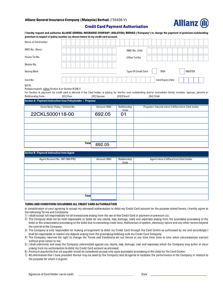 Credit Card Payment Authorisation Form | PDF