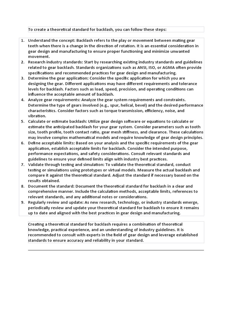 Creating Gear Backlash Standards Guide | PDF | Gear