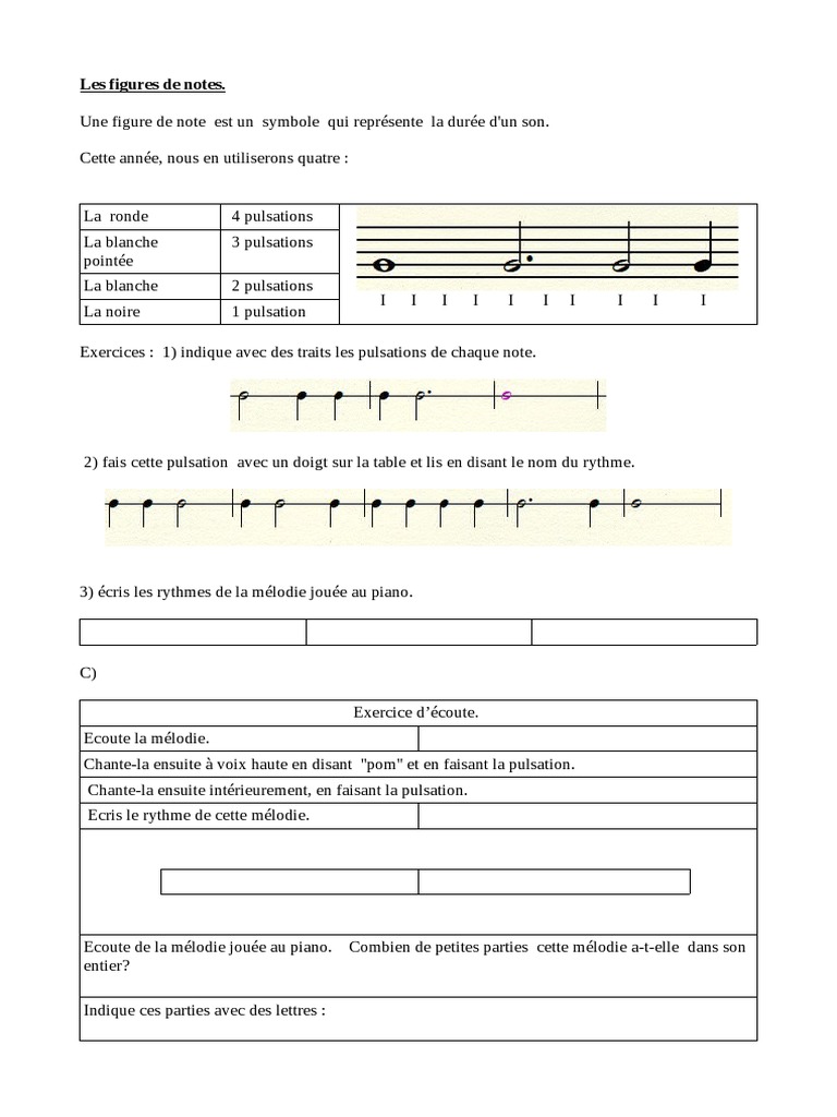 Figures de Notes et Exercices Musicaux | PDF | Arts du langage et ...