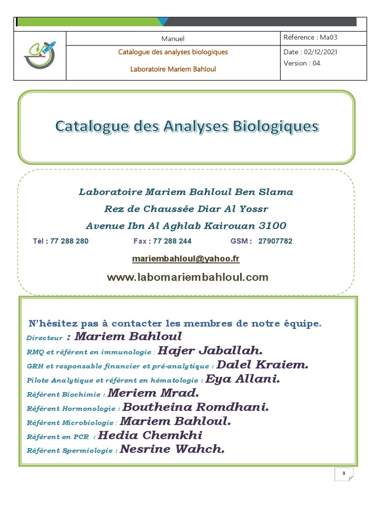 Catalogue Analyses | PDF