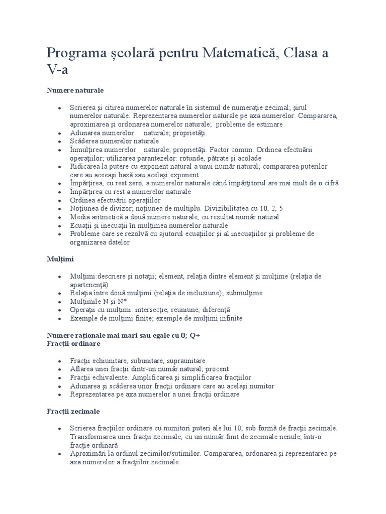 programa clasa 7 matematica