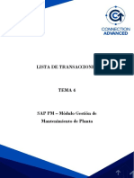 Lista de Transacciones - Tema 4 - Sap PM