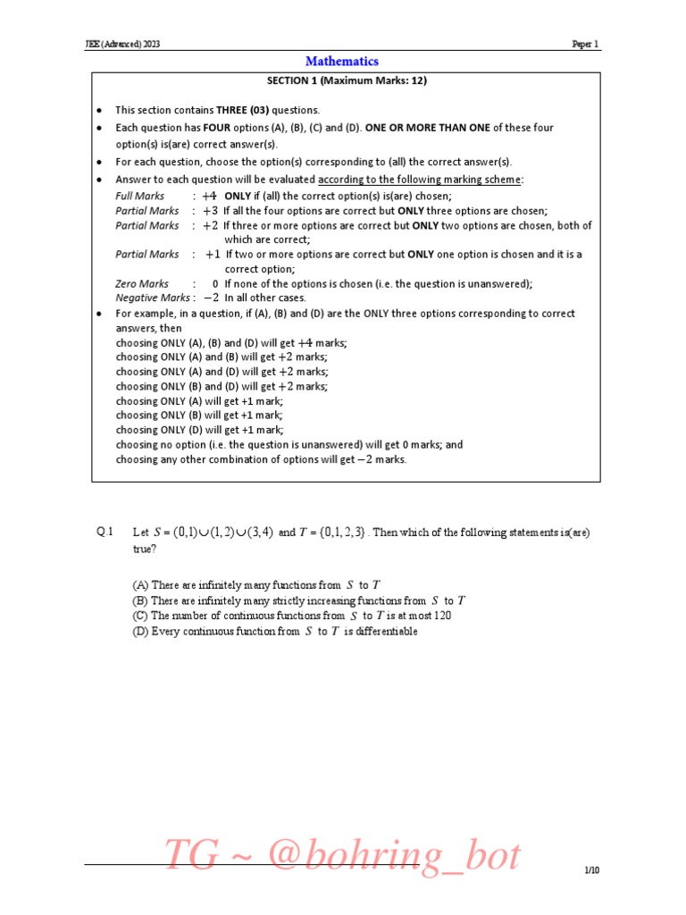 Jee Advanced Paper 1 PDF