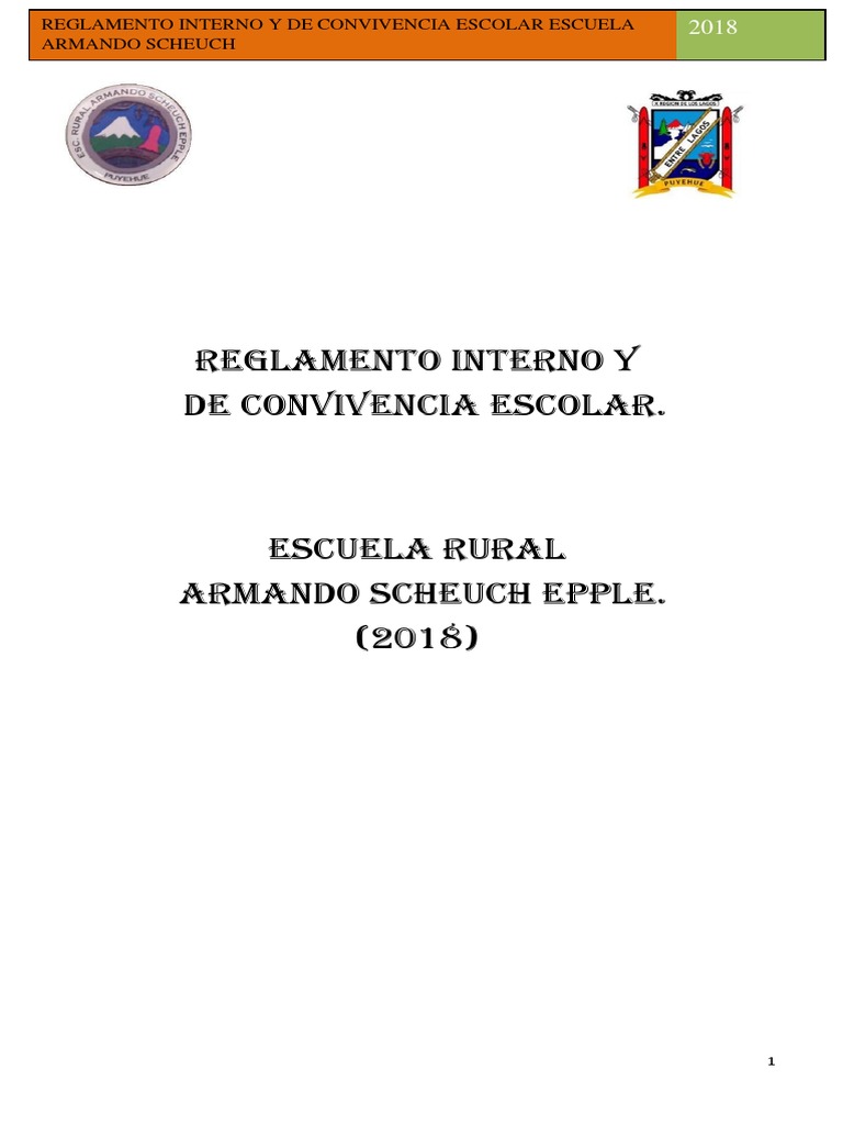 Reglamento de Convivencia Escolar 2018 | PDF | Educación de la primera ...