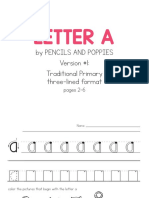 Letter A: by Pencils and Poppies Version #1: Traditional Primary Three-Lined Format