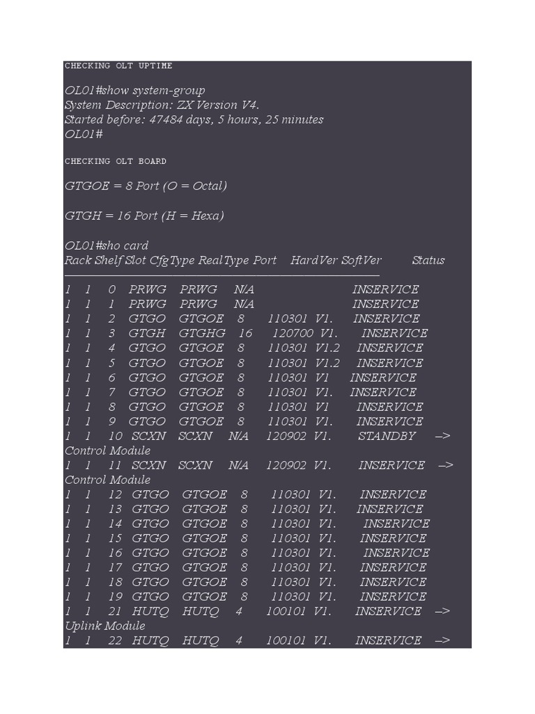 Gpon Basic Command Olt Zte | PDF | Computer Engineering