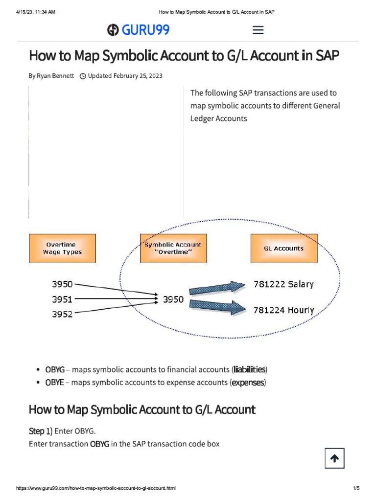 How To Map Symbolic Account To G - L Account in SAP | PDF