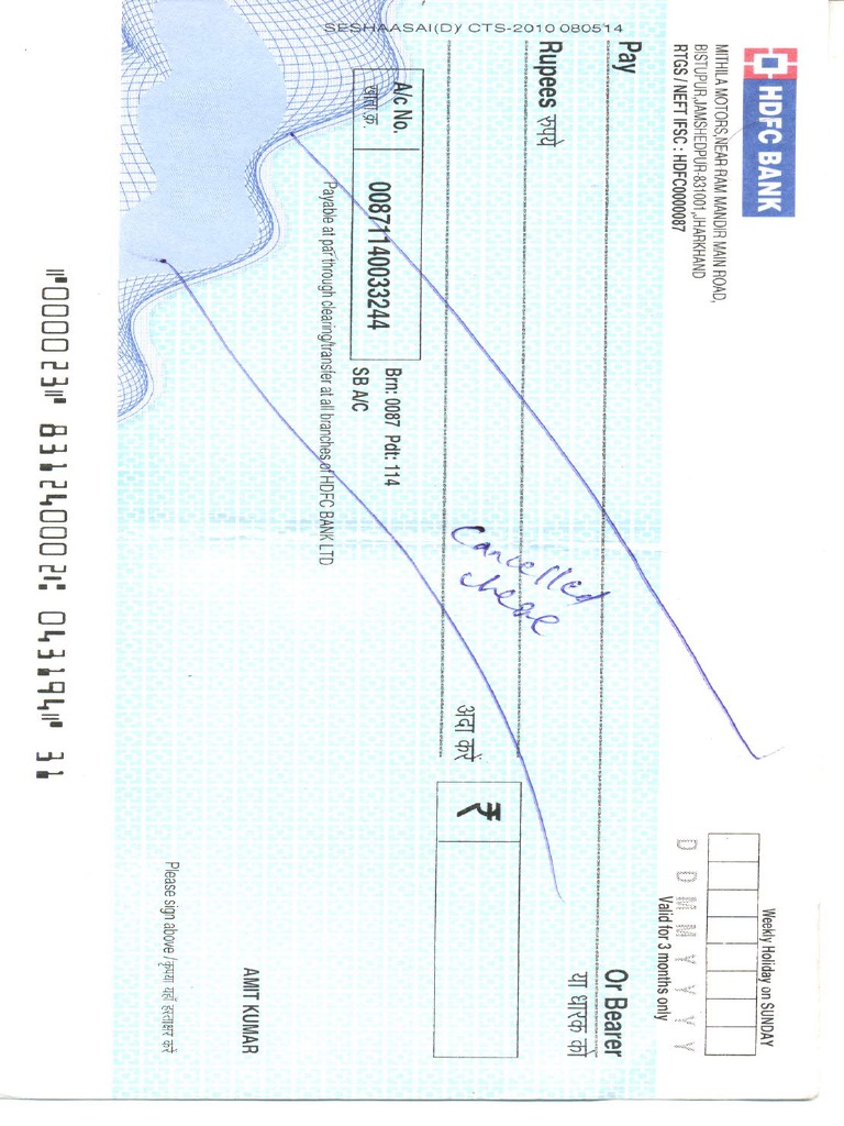 Cancelled Cheque PDF