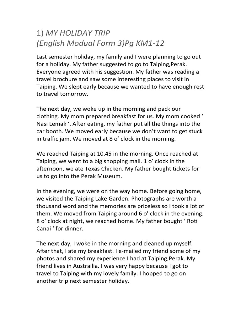 MY HOLIDAY EXPERIENCE ESSAY | PDF