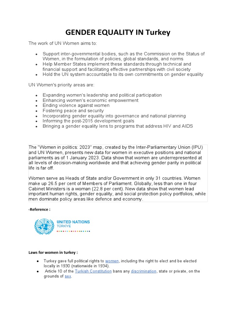 GENDER EQUALITY IN Turkey PDF