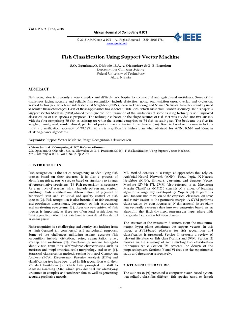 Fish Classification with SVM Techniques | PDF | Support Vector Machine ...