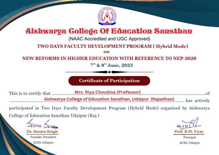 Faculty Development Program Certificate | PDF