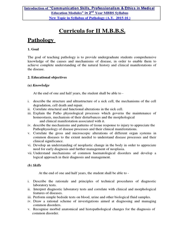 MBBS Syllabus - 2 Year_060217 | PDF