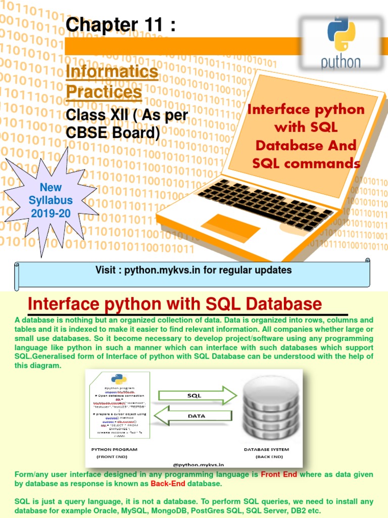Interface Python With SQL Database Download Free PDF Databases My Sql