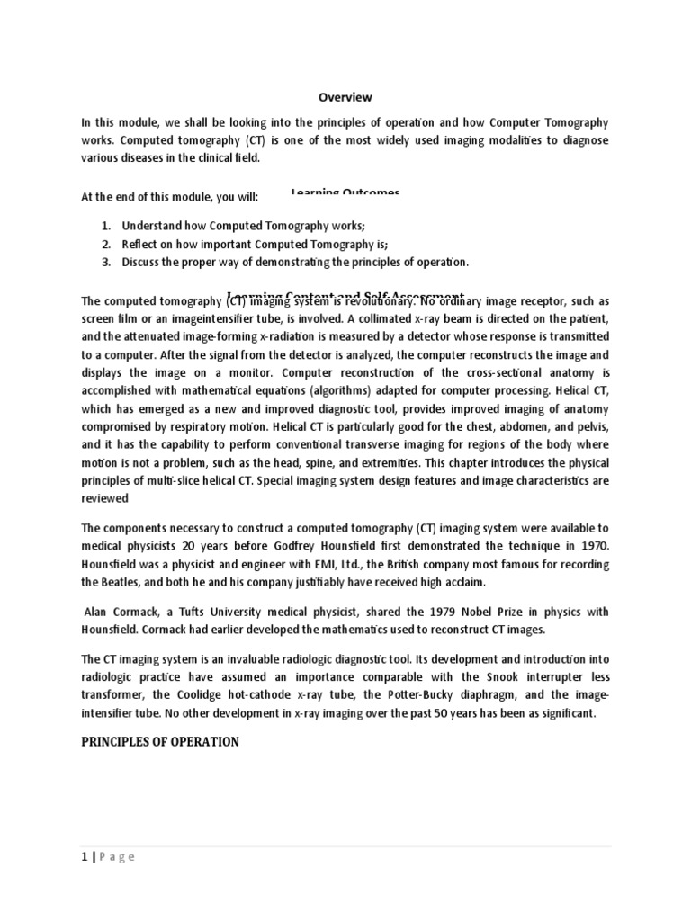 Principles of Computed Tomography | PDF