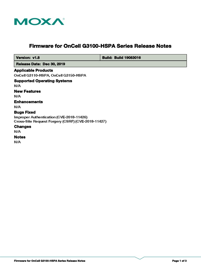 OnCell G3100 HSPA Series - Moxa Oncell g3100 Hspa Series Firmware V1.8 ...
