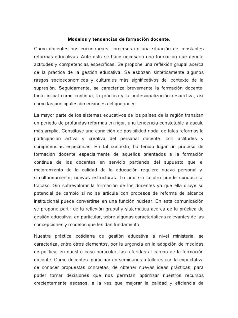 Modelos de Formación Docente Actual | PDF | Enseñando | Maestros