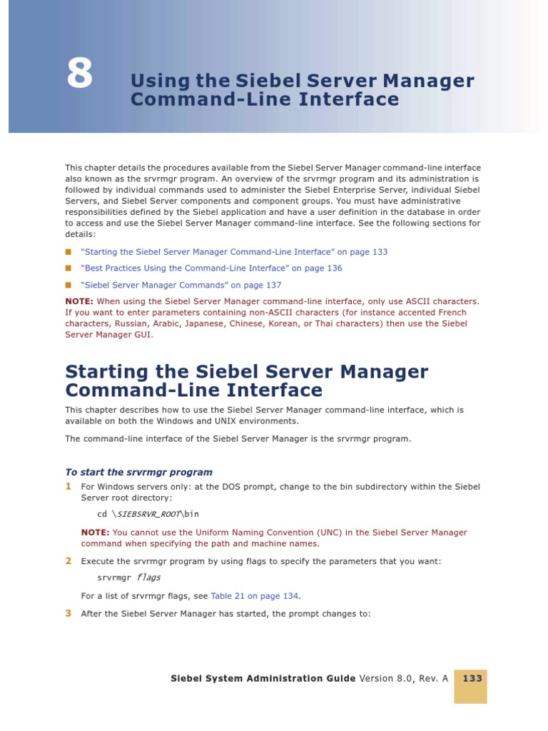 Using The Siebel Server Manager Command Line Interfacesiebel System