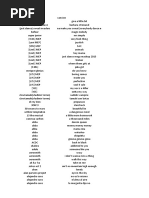 Lista De Canciones | PDF | Musicians