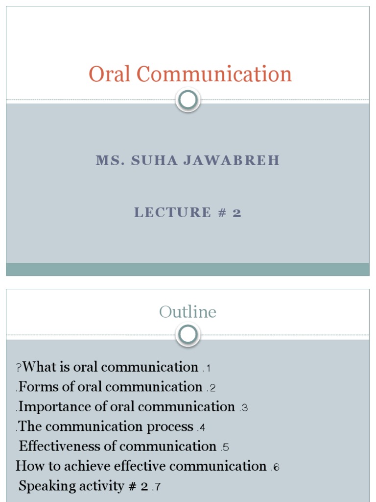 Understanding Oral Communication Basics | PDF | Communication | Human ...
