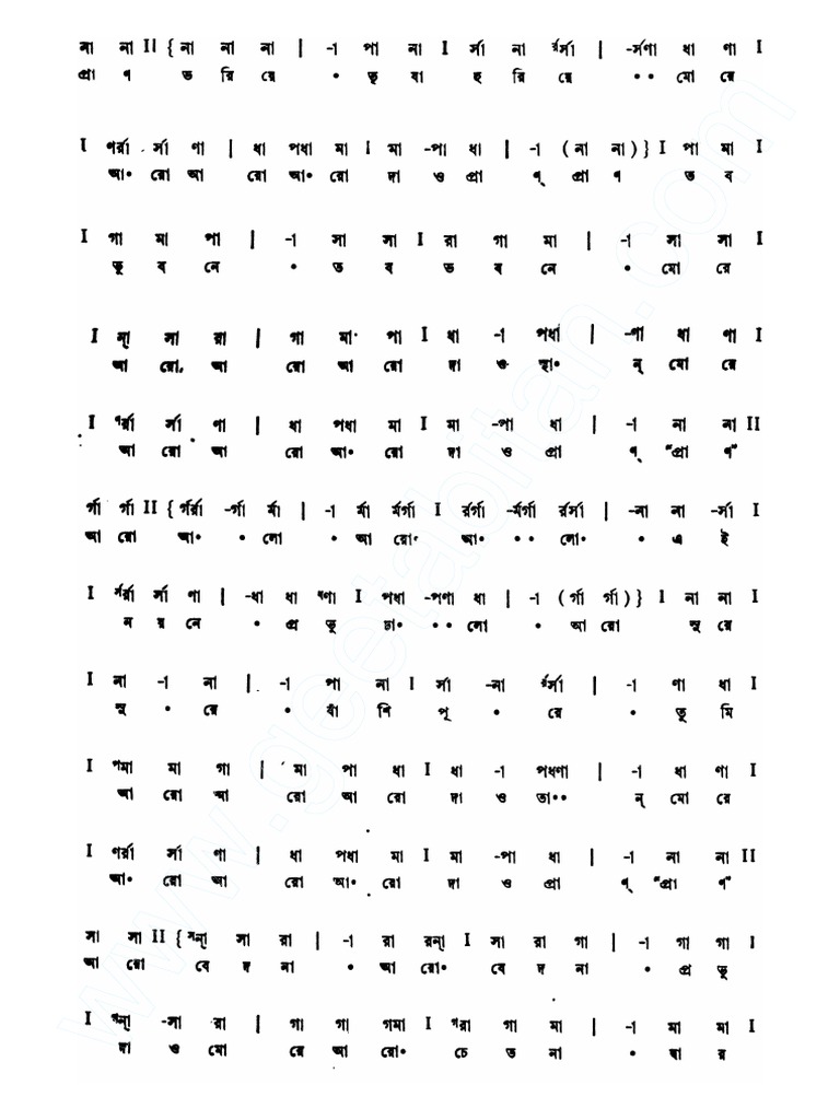 Prano Bhoriye Trisha Notation | PDF