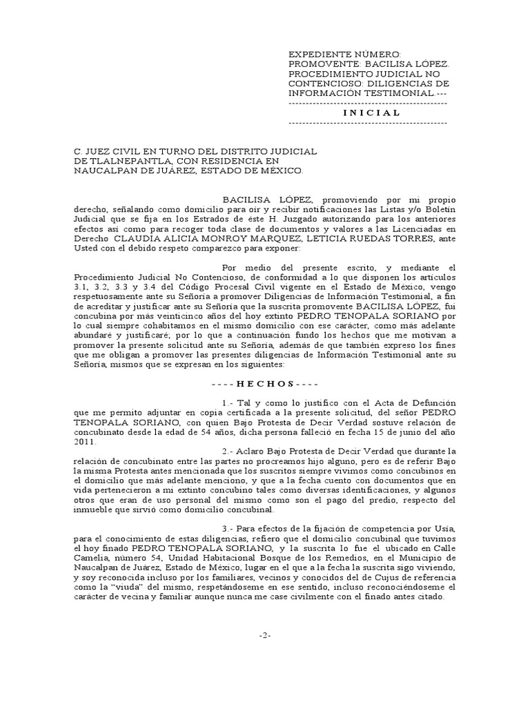 Acreditacion De Concubinato Pdf México Justicia 4647