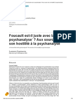 Foucault Est-Il Juste Avec La Psychanalyse - Aux Sources de Son Hostilité À La Psychanalyse