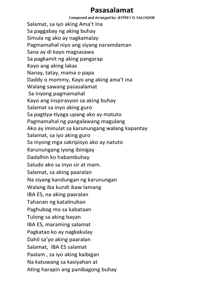 Pasa Salam at | PDF