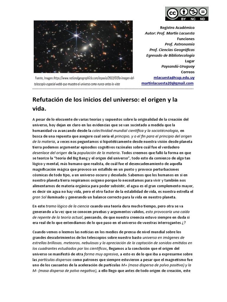 Origen del universo y el Big Bang | PDF | Universo | Vida