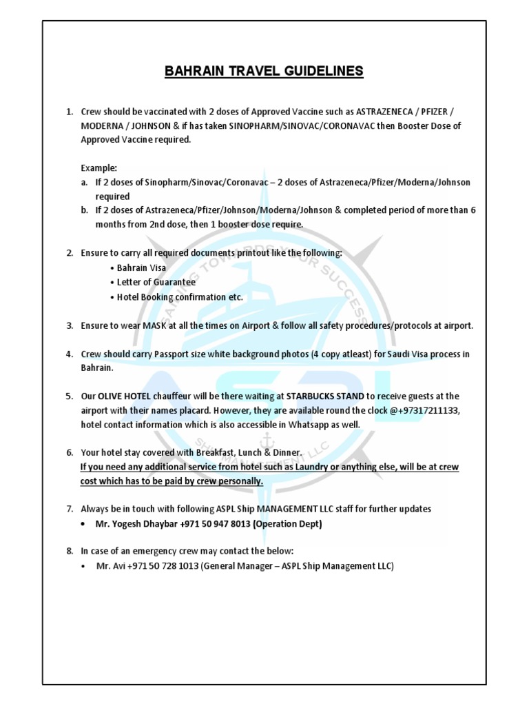 Bahrain Travel Guidelines PDF