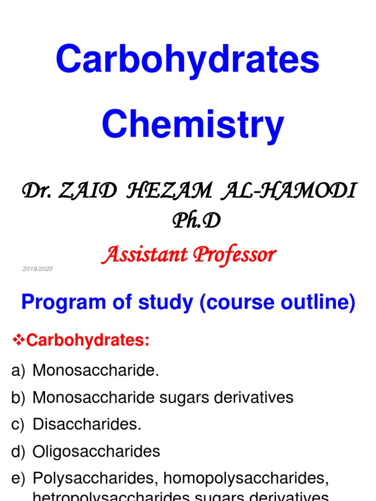 Carbohydrates Chemistry3 Sana'a University PDF Carbohydrates
