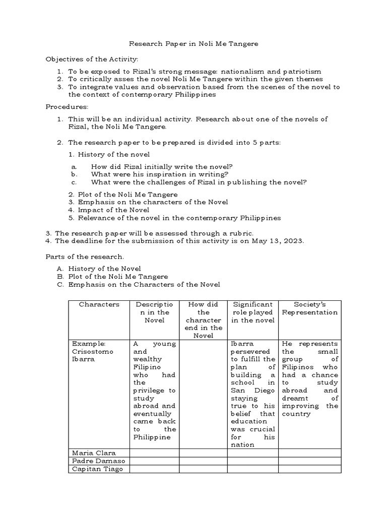 Noli Me Tangere: A Research Overview | PDF | Philippines