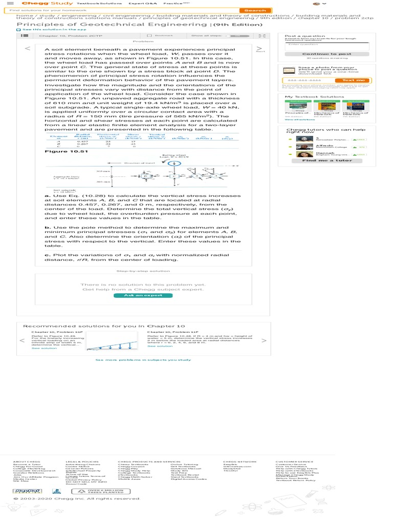 Solved A Soil Element Is Shown in Figure 10.34. Determine The ... Chegg ...