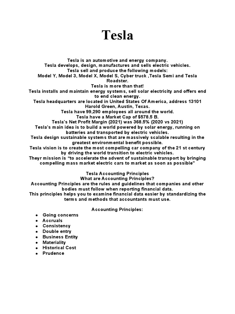 Tesla | PDF | Electric Car | Accounting