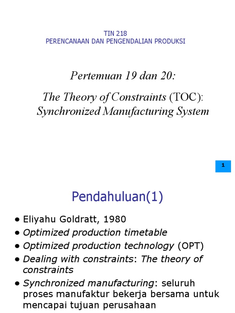 Pertemuan 19 Dan 20 - OPT-TOC | PDF