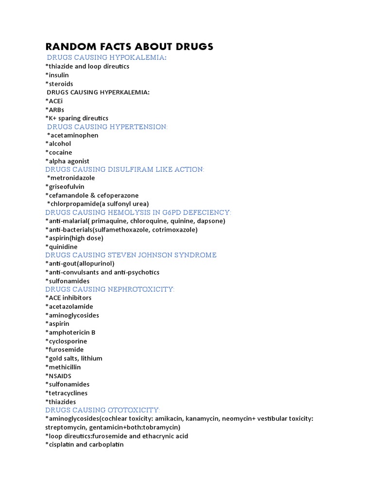 RANDOM FACTS ABOUT DRUGS (Essential Concepts and Key Facts) PDF