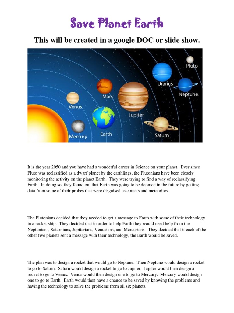 Save Planet Earth Project V | PDF | Planets | Neptune