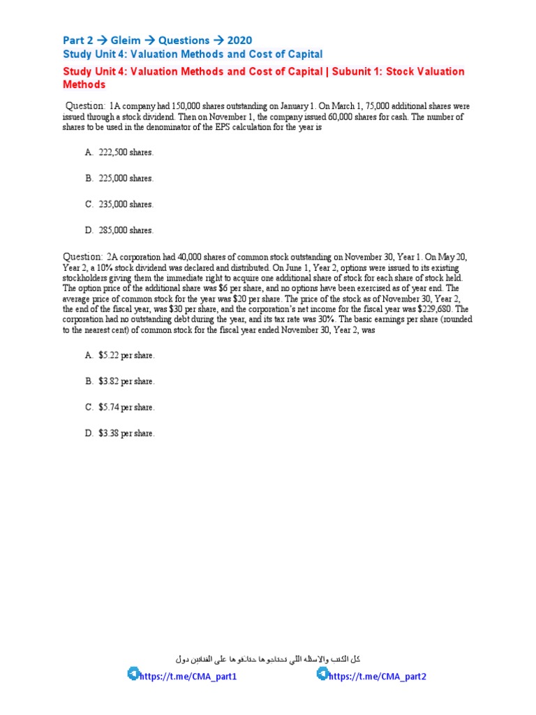 Valuation Methods and EPS Calculations | PDF