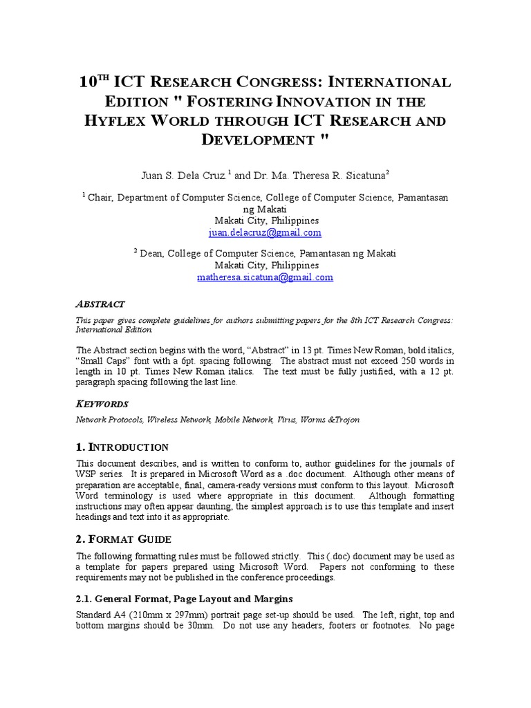 ICT Research Congress Author Guidelines | PDF | Teaching Methods ...