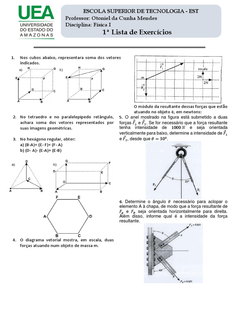 1.º Lista de Física 1 | PDF | Rotação | Aceleração