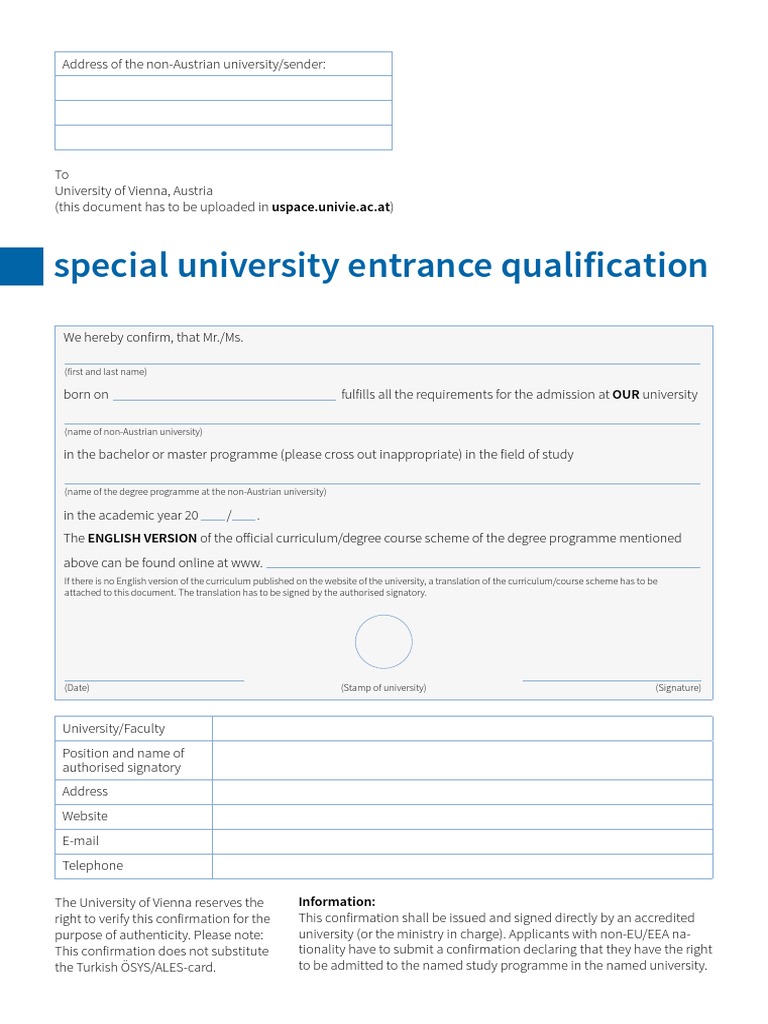 University Entrance Qualification Confirmation | PDF