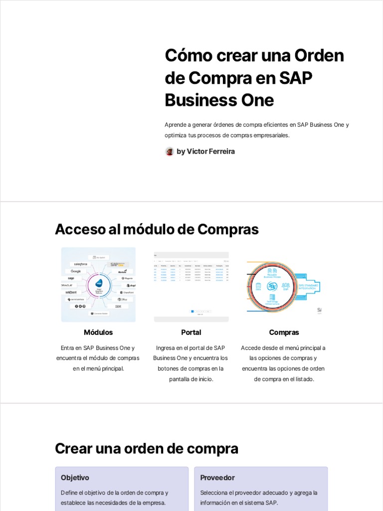 Como Crear Una Orden de Compra en SAP Business One | PDF | Moneda ...
