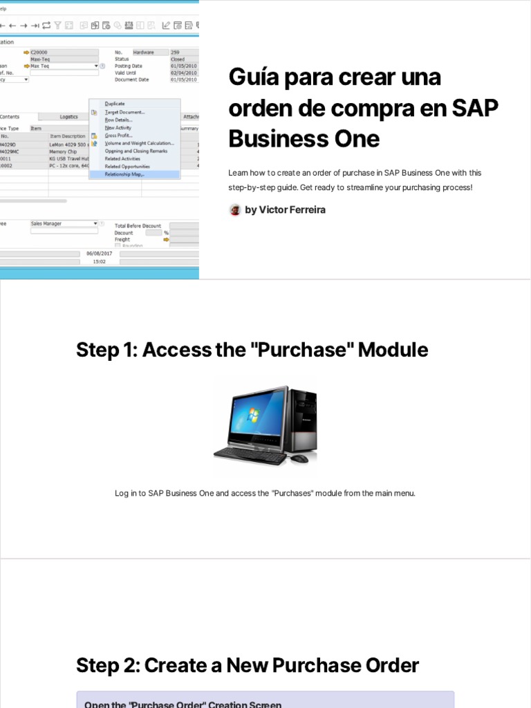 Guia para Crear Una Orden de Compra en SAP Business One 2 | PDF ...