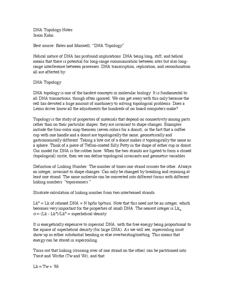 DNA Topology Notes | PDF