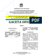 Reglamento Del Organico Del Gad Municipal de Pedro Carbo