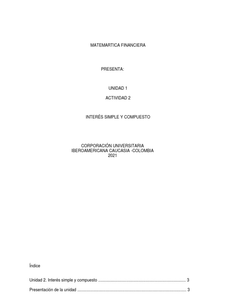 Actividad 2 Matematica Financiera | PDF | Negocios