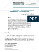 As Tecnologias Da Informação e Da Comunicação e Algumas Implicações para o Processo Educativo