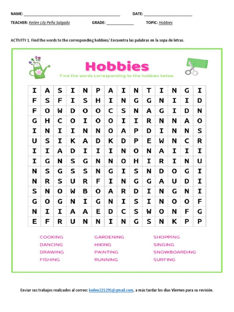 Actividades de Hobbies en Inglés | PDF